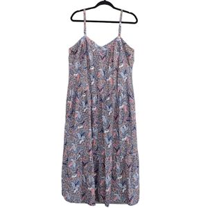 Knox Rose Off the Coast Floral Tiered Boho Midi Sundress XXL
